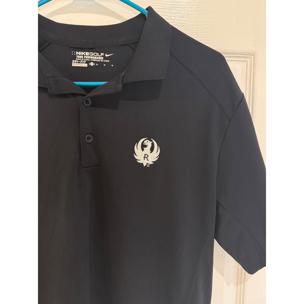 Nike Golf Tour Performance Polo Shirt Ruger‎ Logo Dri-FIT Black Medium